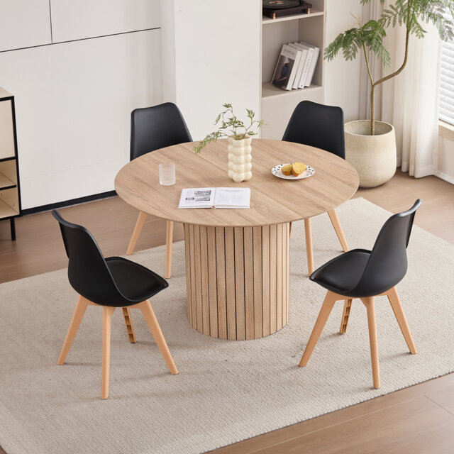 Modern Minimalist Dining Chair – Kitchen Chair with Padded Seat and Plastic Legs (Set of 4)