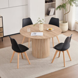 Modern Minimalist Dining Chair – Kitchen Chair with Padded Seat and Plastic Legs (Set of 4)