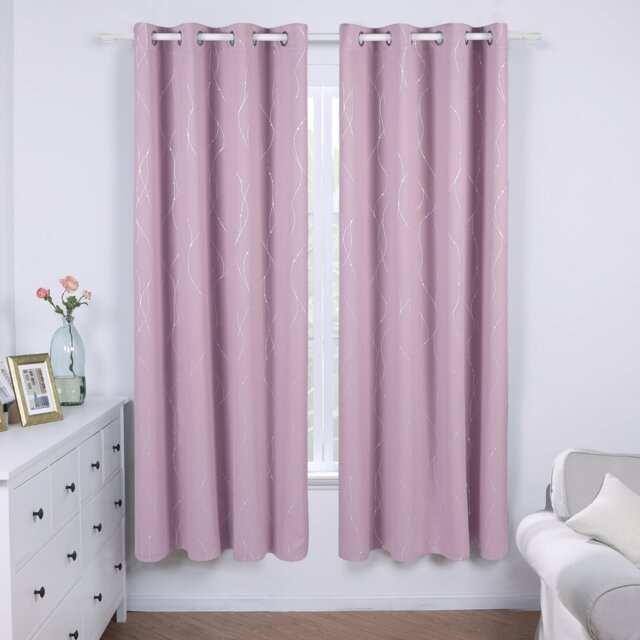 Senath Dotted Line Foil Printed Room Darkening Thermal Curtains