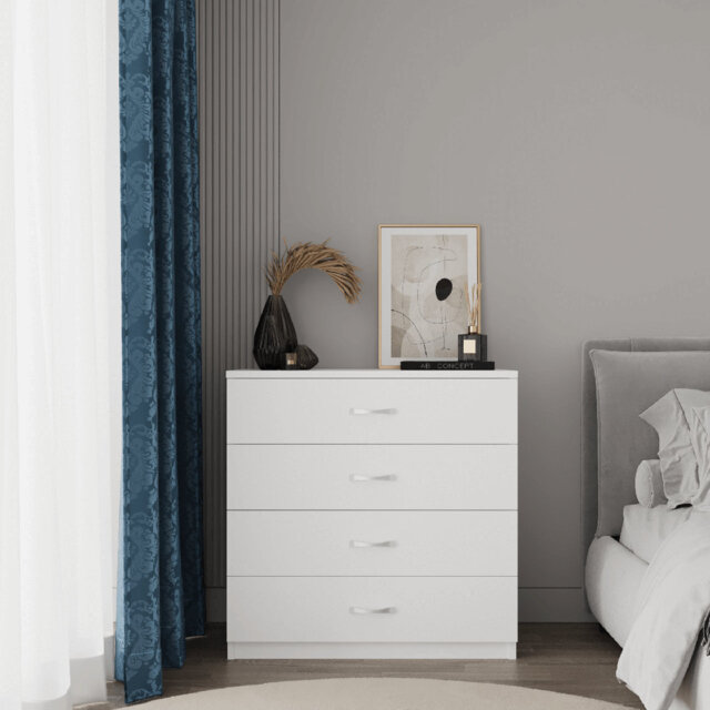 Agora 4-Drawer Chest of Drawers – Stylish & Functional Wood White Storage Unit