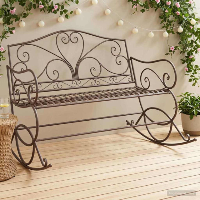 Garden Bench Steel Outdoor Seating Patio Furniture Vintage Relaxation