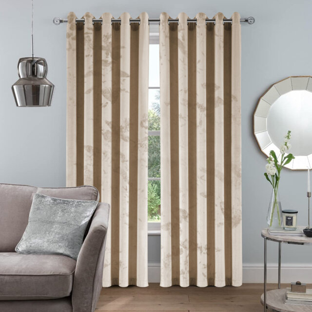Safia 100% Crushed Velvet Eyelet Sheer Window Curtains