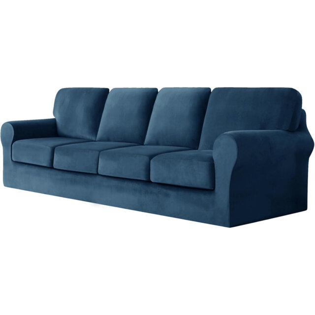 Sofa Cover With Separate Seat Cushions And Backrests Stretch Velvet Sofa Slipcover Couch Covers Furniture Protector Split Combined (Large 4 Seat Set 9