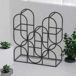 Alheli 8 Bottle Wine Rack - Durable Black Cast Iron Freestanding Tabletop Storage for Kitchen and Bar Counter