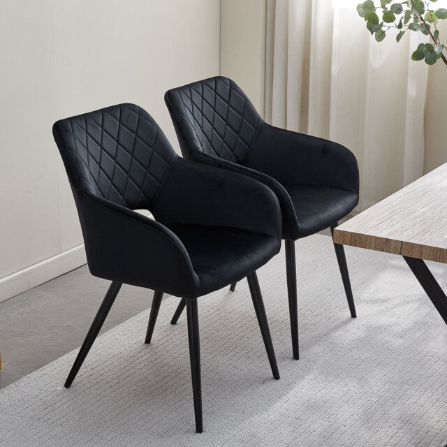2 X Dining Chairs, Velvet Upholstered Kitchen Counter Chair, Lounge Reception Chairs For Dining Room