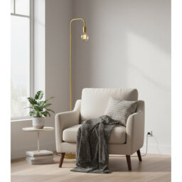 Industrial Antique Brass Gold Minimalist Floor Lamp - Standing Lamp