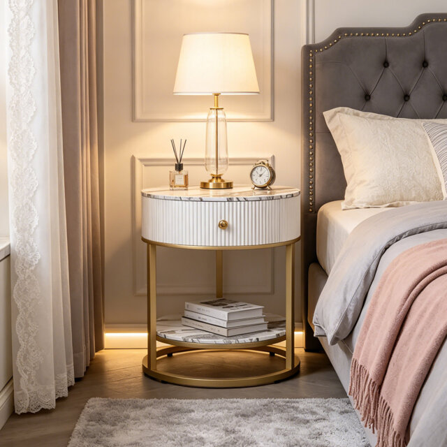 2-Tier Side Table with Drawer