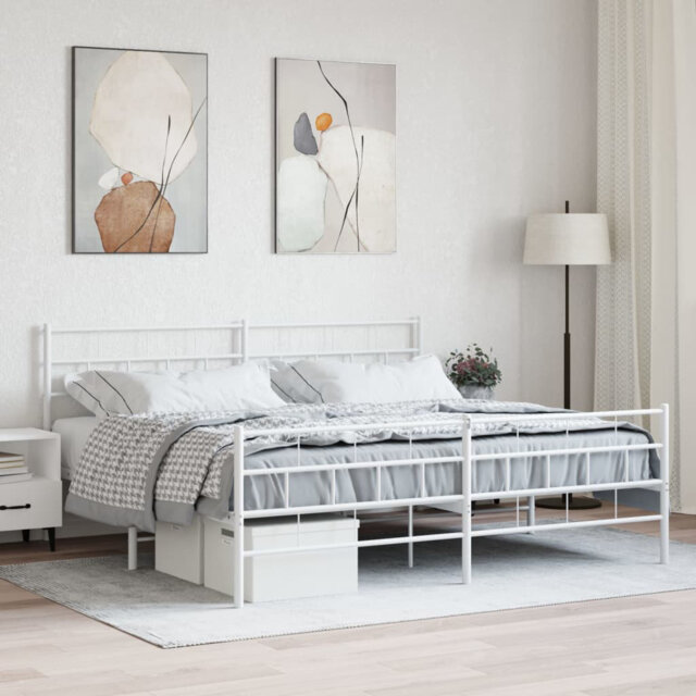 Vidaxl Metal Bed Frame With Headboard And Footboard