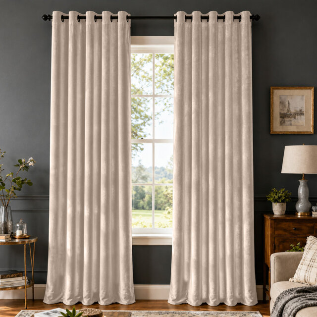 Crushed Velvet Eyelet Window Curtains