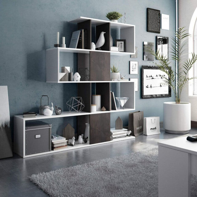 Sha Arctic White And Oak Effect 5-tier Shelving Storage Bookcase Unit â Modern Book Shelves For Home And Office