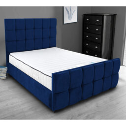 Merricks Contemporary Velvet Upholstered Bed Frame - Padded Headboard, Sprung Slats