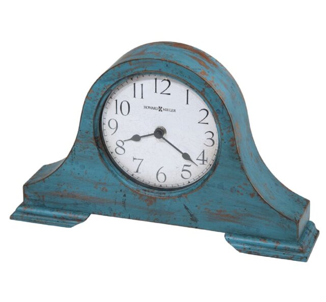 Farmhouse / Country Analogue Quartz Movement / Crystal Tabletop Clock in Worn Teal Blue