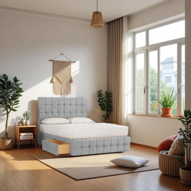Upholstered Bed with Mattress