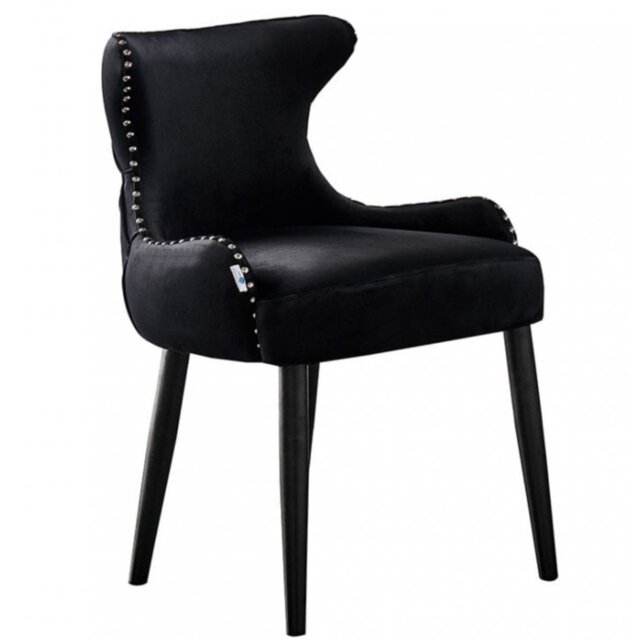 Ricky Modern Velvet Dining Chairs - Ergonomic Upholstered Curved Back with Solid Wooden Legs - Side Chair for Office Kitchen Living Room Dining Room