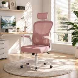 Ergonomic Mesh Office Chair with Adjustable Headrest, Swivel Desk Chair with Flip-Up Arms