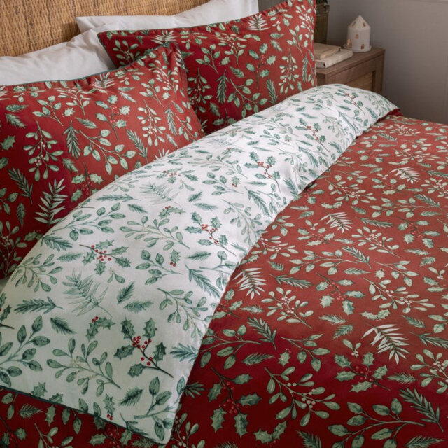 Duvet Cover Set – 100% Cotton Red Leaf Print, Soft Comfortable Bedding Set With Pillowcases