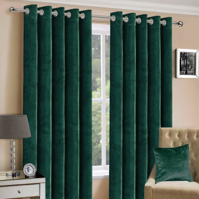 Hollange Crushed Velvet Eyelet Windows Panel Curtains
