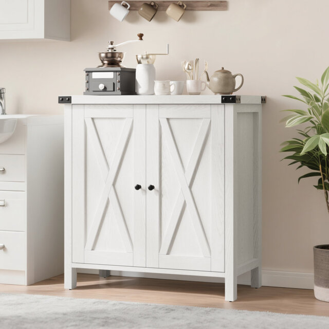 Buffet Cabinet with Storage, Farmhouse Sideboard Cabinet, Credenza Accent Cabinets with 2 Doors and Adjustable Shelve