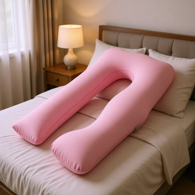 U SHAPED FULL BODY PILLOW PINK