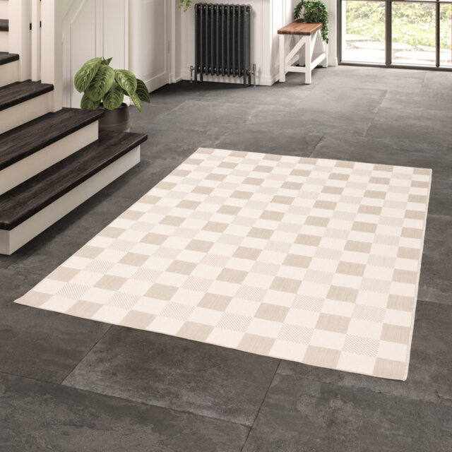 Bria Geometric Beige Indoor / Outdoor Area Rug