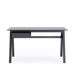 Birl Glass Top Metal Base Writing Desk