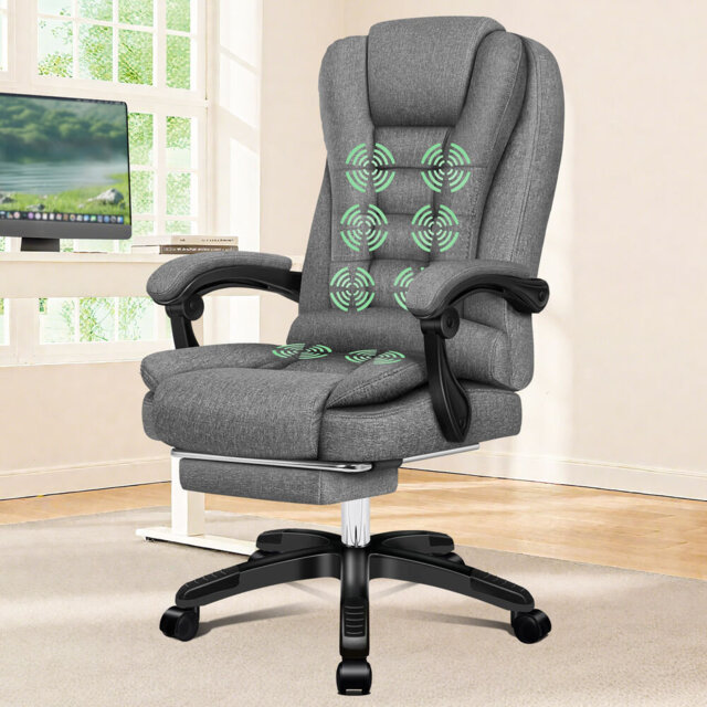 Office Chair Massage Heated Recliner Padded High Back Executive Gaming