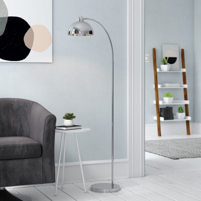 Flynn 141cm Chrome Arched Floor Lamp