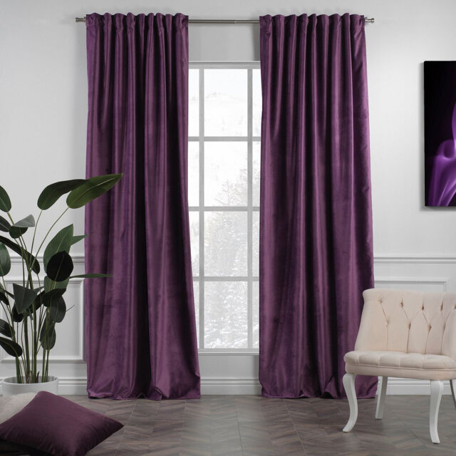 Velvet Blackout Tab Top Single Curtain Panel