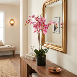 60cm Realistic Artificial Orchid Flower Display in Pot.