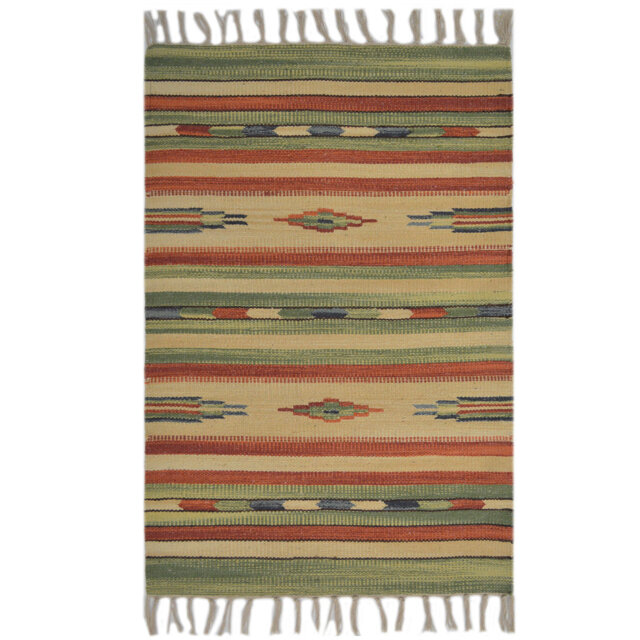 Country Handmade Kilim Cotton Red/Green/Yellow Rug