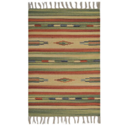 Country Handmade Kilim Cotton Red/Green/Yellow Rug