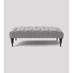 Alyana Rectangle Ottoman Bench with Wooden Legs - Plush Velvet Chesterfield Upholstered Footstool