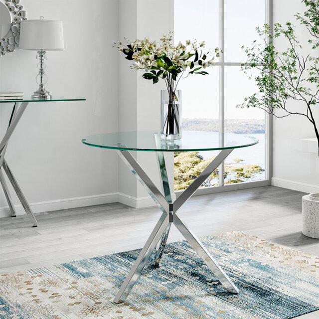 90cm Round Glass Dining Table Chestnut Street 90cm Wide Round