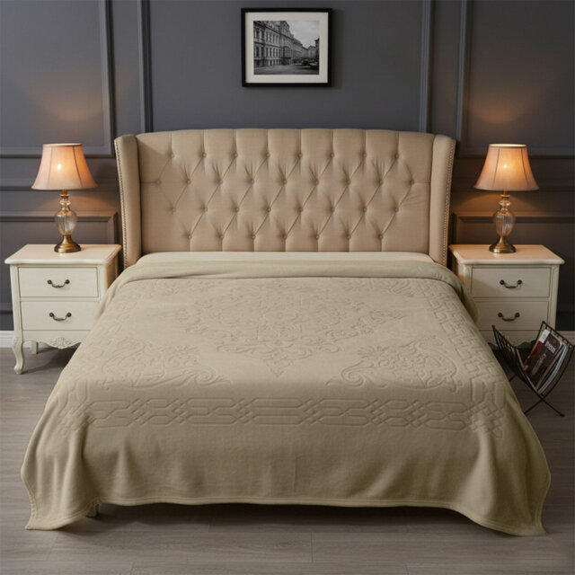 Embossed Throw Blanket Cloudy Polyester 300 GSM Soft Cozy Warm 200 x 240 cm Available in Beige Pink Grey and Cream
