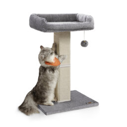 Cat Scratching Post 71 cm Tall with Plush Perch Sisal Base and Pompom