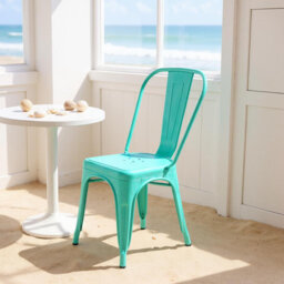Modern Woolley Metal Stacking Dining Chair – Comfortable Durable Seating for Patio, Kitchen, or Outdoor Spaces