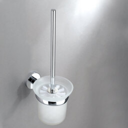 Wall Mounted Toilet Brush And Holder Bathroom Mount Chrome Loo Brushes & Holders Set