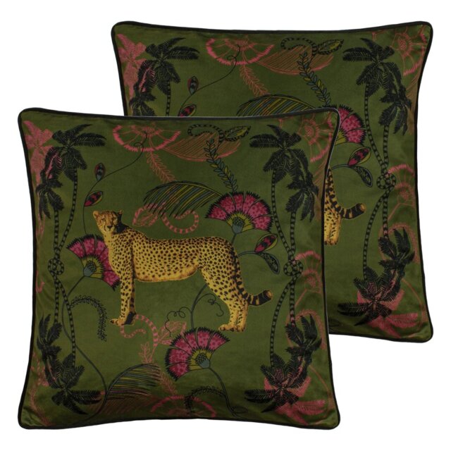 Tropica Cheetah Floral Scatter Cushion with Filling