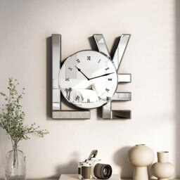 Shyfoy 28x30cm Glass Wall Clock Mirrored Table Clock  LOVE Letter Accent Clock