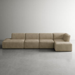 Berlare Upholstered Corduroy Modular Sectional Sofa Set with Removable Ottoman – Fully Compressed, No Assembly Required