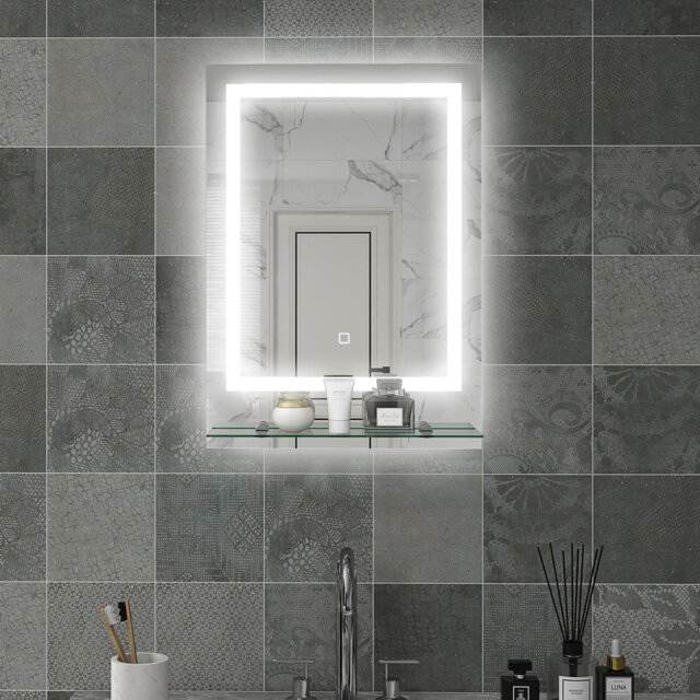 Neomi Rectangle Mirror with Shelves
