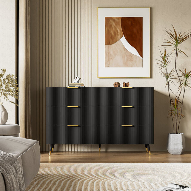 Golden Handle Sideboard with Modern Design, Chest of Drawers & Ample Storage for Living Room