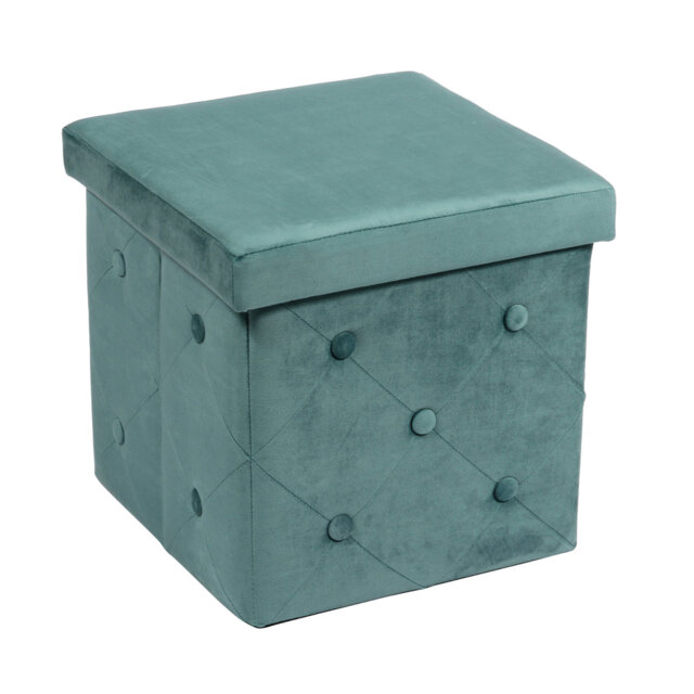Farview 38cm Wide Velvet Square Ottoman with Storage
