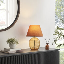 Flinnly Sculpted Textured Glass Base Table Lamp - Vintage Retro Flair