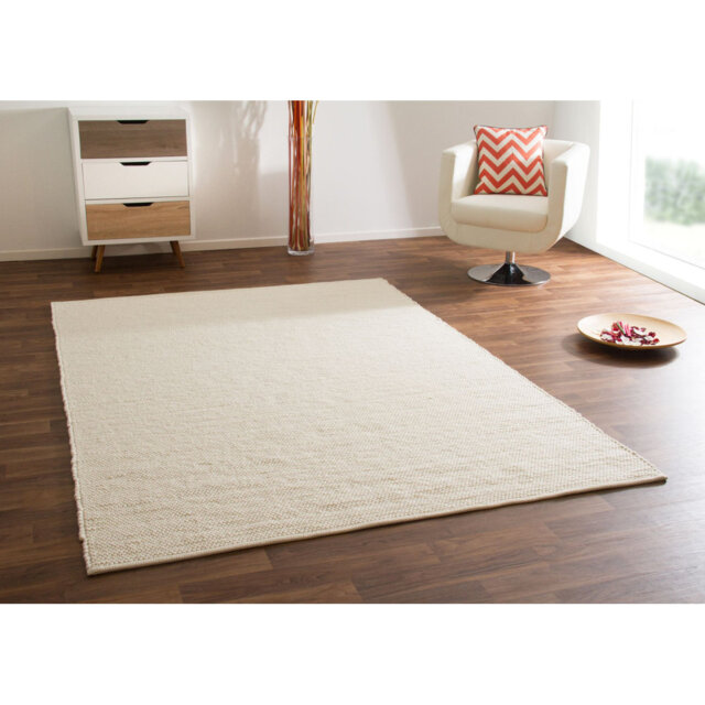 Blaisdell Handwoven Flatweave Wool Cream Rug