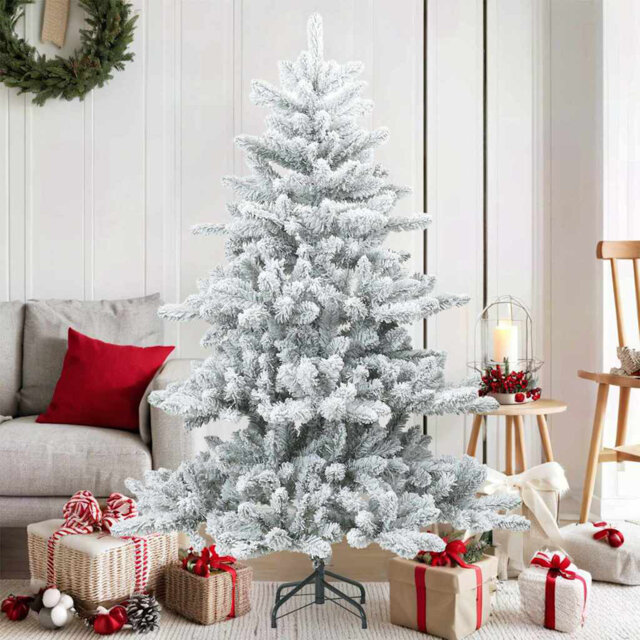 Artificial Hinged Christmas Tree Snow Flocked White