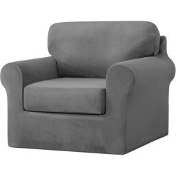 Sofa Cover With Separate Seat Cushions And Backrests Stretch Velvet Sofa Slipcover Couch Covers Furniture Protector Split Combined (Gray,Large 1 Seat