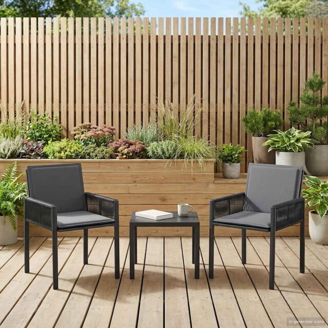 Garden Chairs 6 pcs Black and Dark Grey Poly Rattan Outdoor Seating