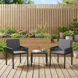 Garden Chairs 6 pcs Black and Dark Grey Poly Rattan Outdoor Seating