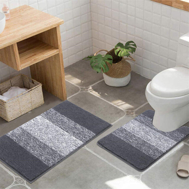 Soft Bathroom Mat Sets 2 Piece Water Absorbent Bath Mats And Toilet Mat Sets Non Slip Machine Washable Bath And Pedestal Mat Sets
